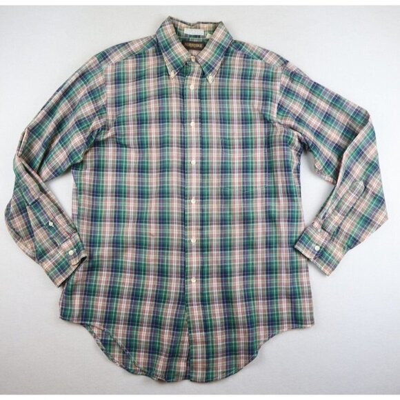 VINTAGE MEN'S PLAID LONG SLEEVE BUTTON-UP SHIRT - SIZE 16 X 33 - NORBRIDGE - Picture 1 of 6